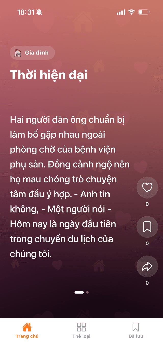 Màn hình đọc truyện của Truyện Cười